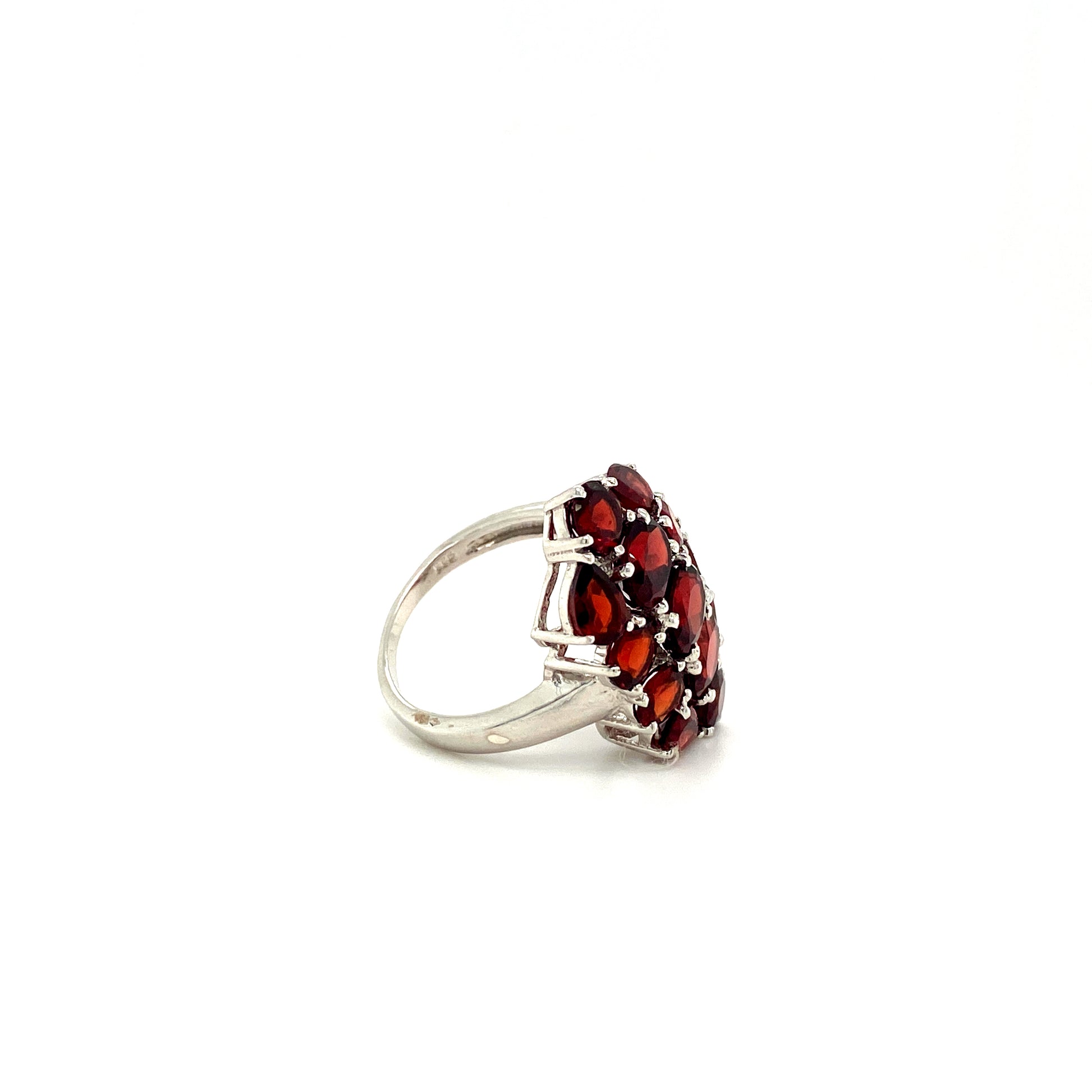 Natural Garnet Gemstone 925 Sterling Silver Ring - Side View | Paraiso Jewels