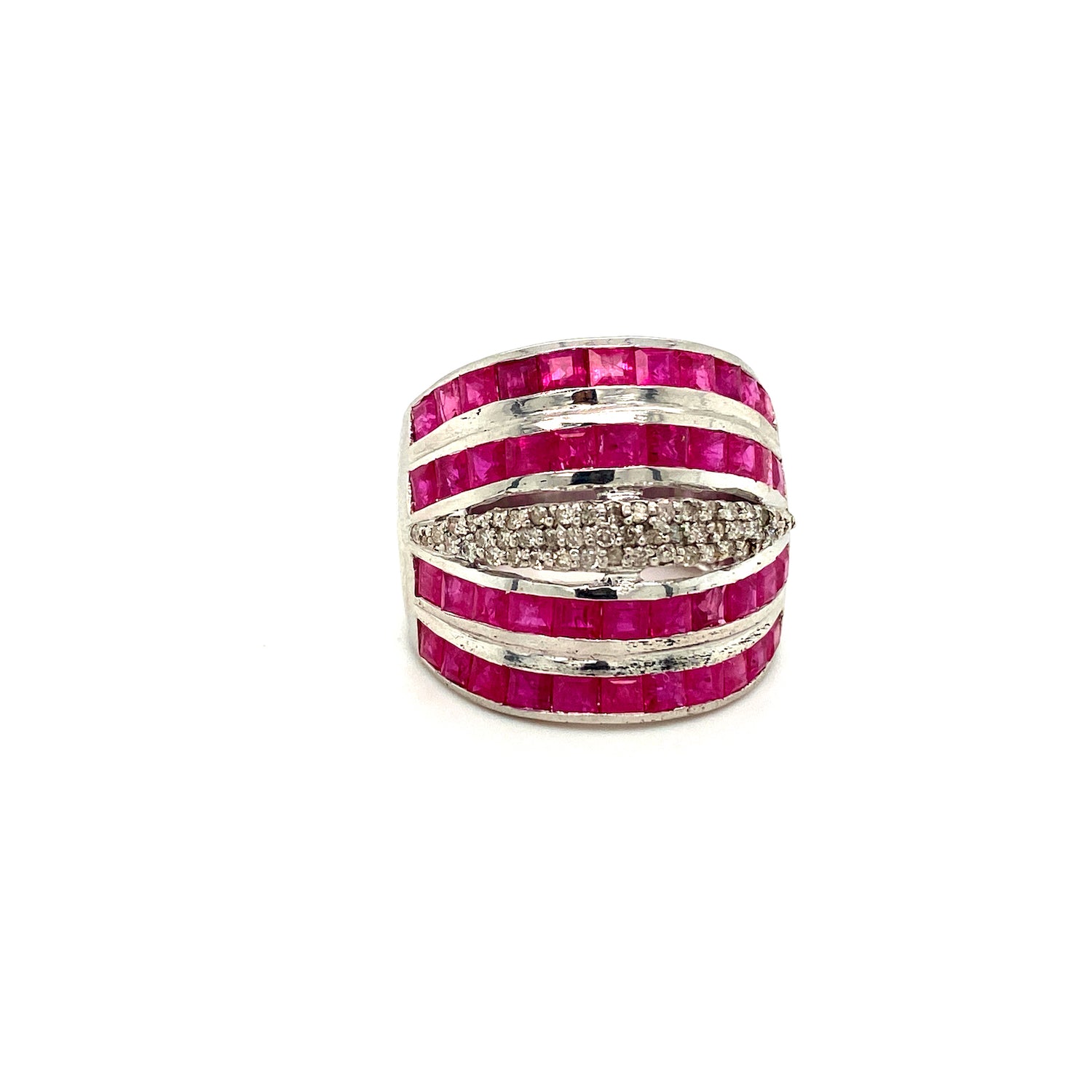 Natural Ruby and Diamond Gemstone 925 Sterling Silver Ring | Paraiso Jewels