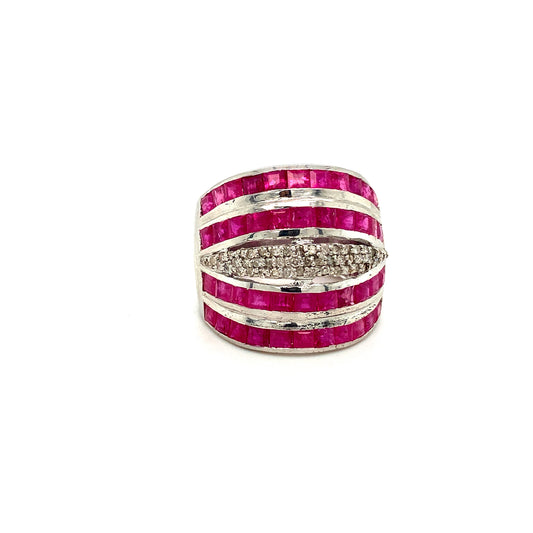 Natural Ruby and Diamond Gemstone 925 Sterling Silver Ring | Paraiso Jewels