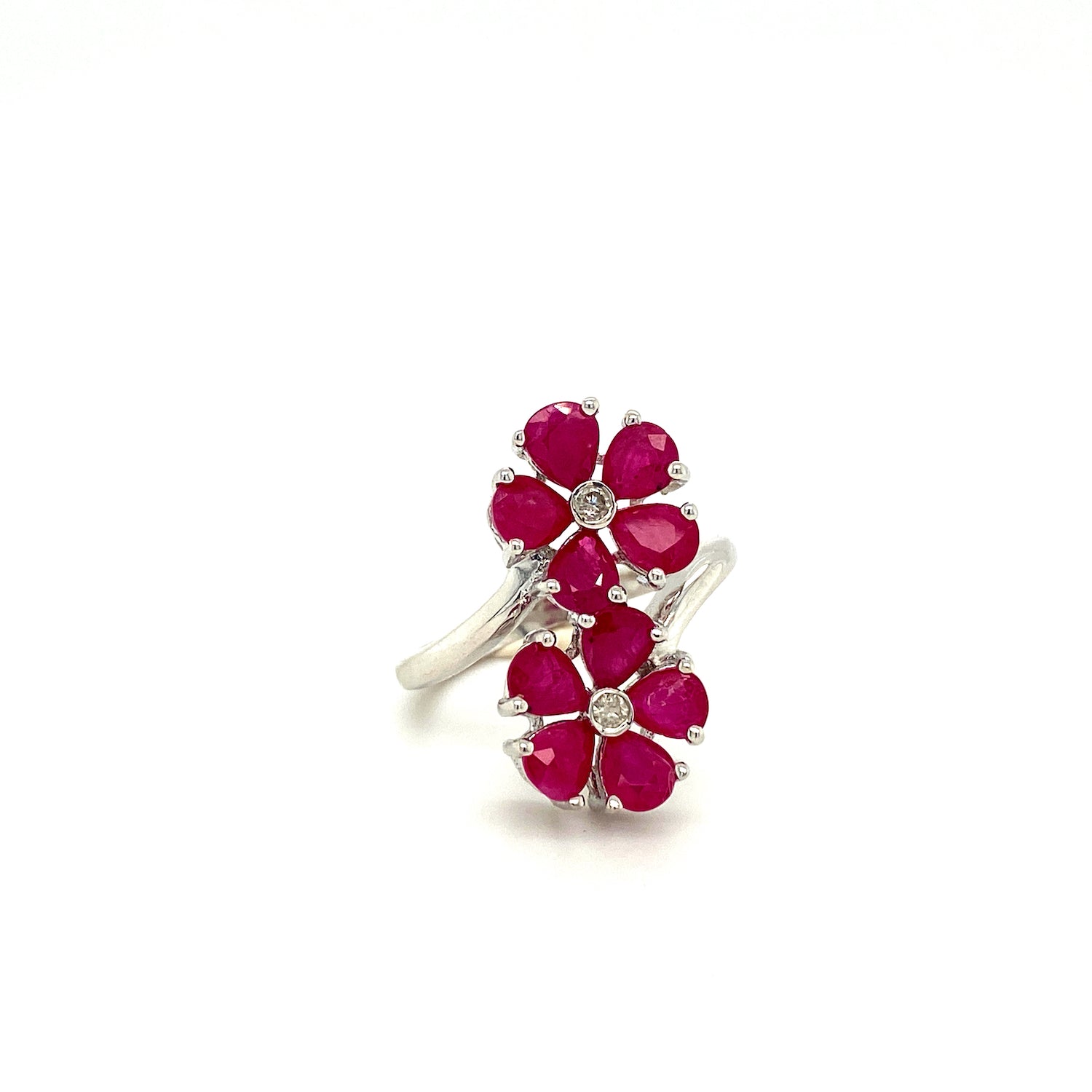 Natural Ruby and Diamond Gemstone 925 Sterling Silver Ring | Paraiso Jewels