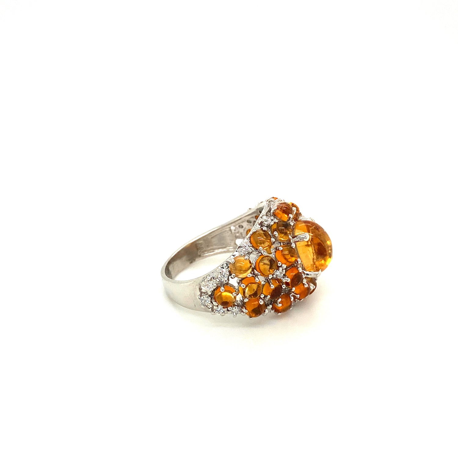 Natural Citrine Gemstone 925 Sterling Silver Ring - Side View | Paraiso Jewels