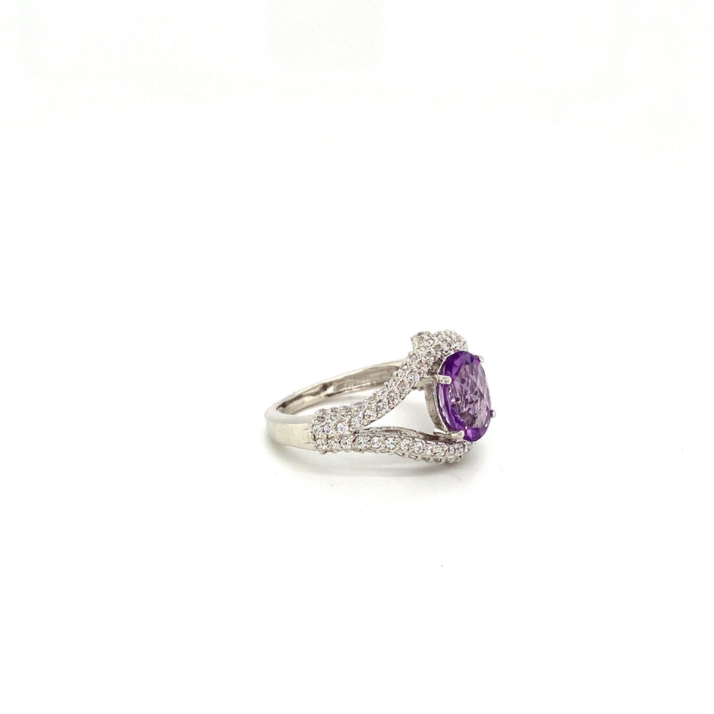 Natural Amethyst Diamond Evil Eye Gemstone 925 Sterling Silver