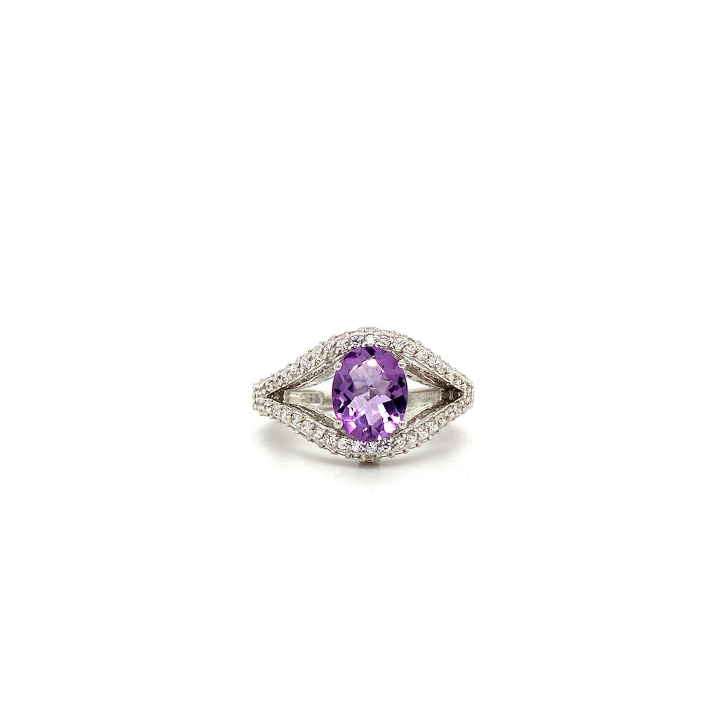 Natural Amethyst Diamond Evil Eye Gemstone 925 Sterling Silver