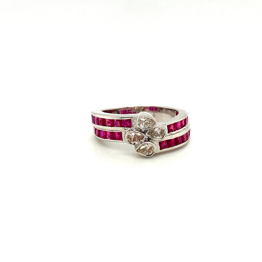 Natural Ruby and Diamond Gemstone 925 Sterling Silver Ring | Paraiso Jewels
