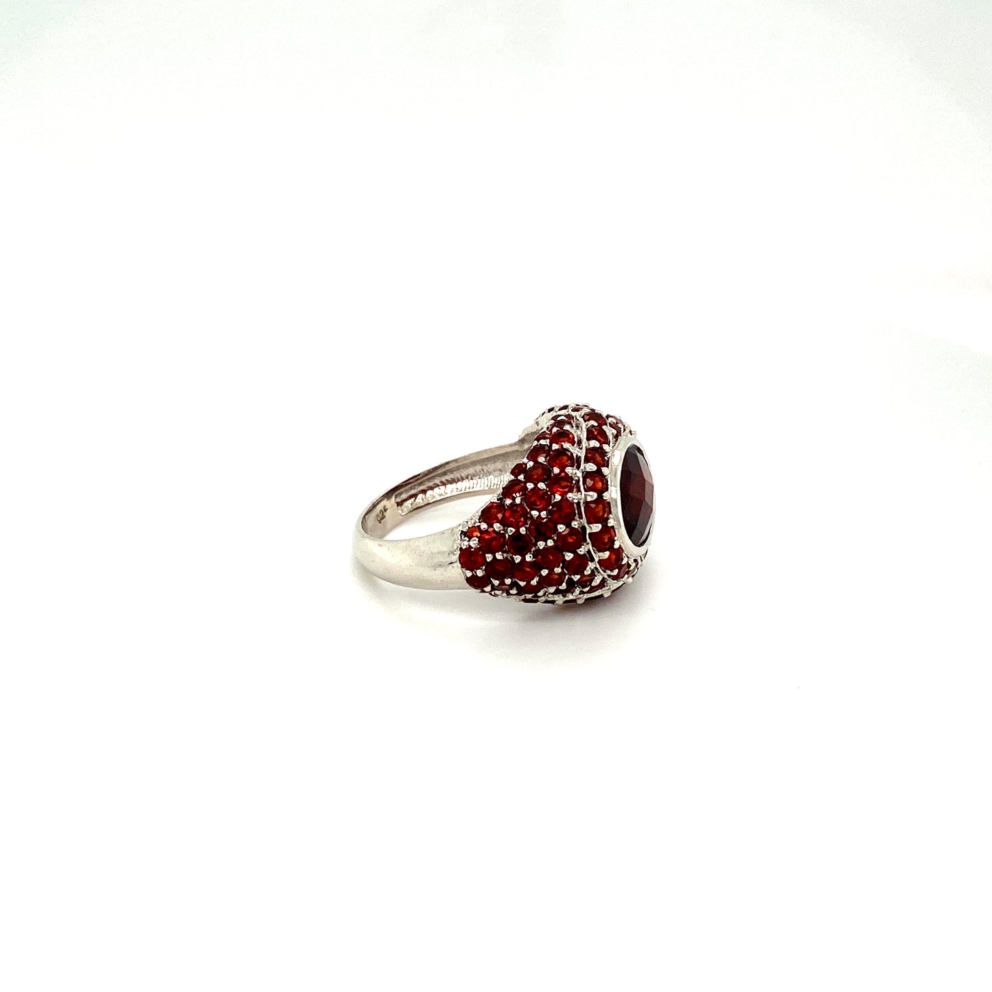 Natural Garnet Gemstone 925 Sterling Silver Ring - Side View | Paraiso Jewels