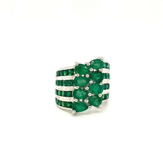 Natural Emerald Gemstone 925 Sterling Silver Ring | Paraiso Jewels
