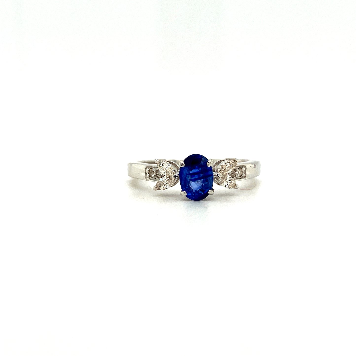 Natural Sapphire and Diamond Gemstone 925 Sterling Silver Ring | Paraiso Jewels