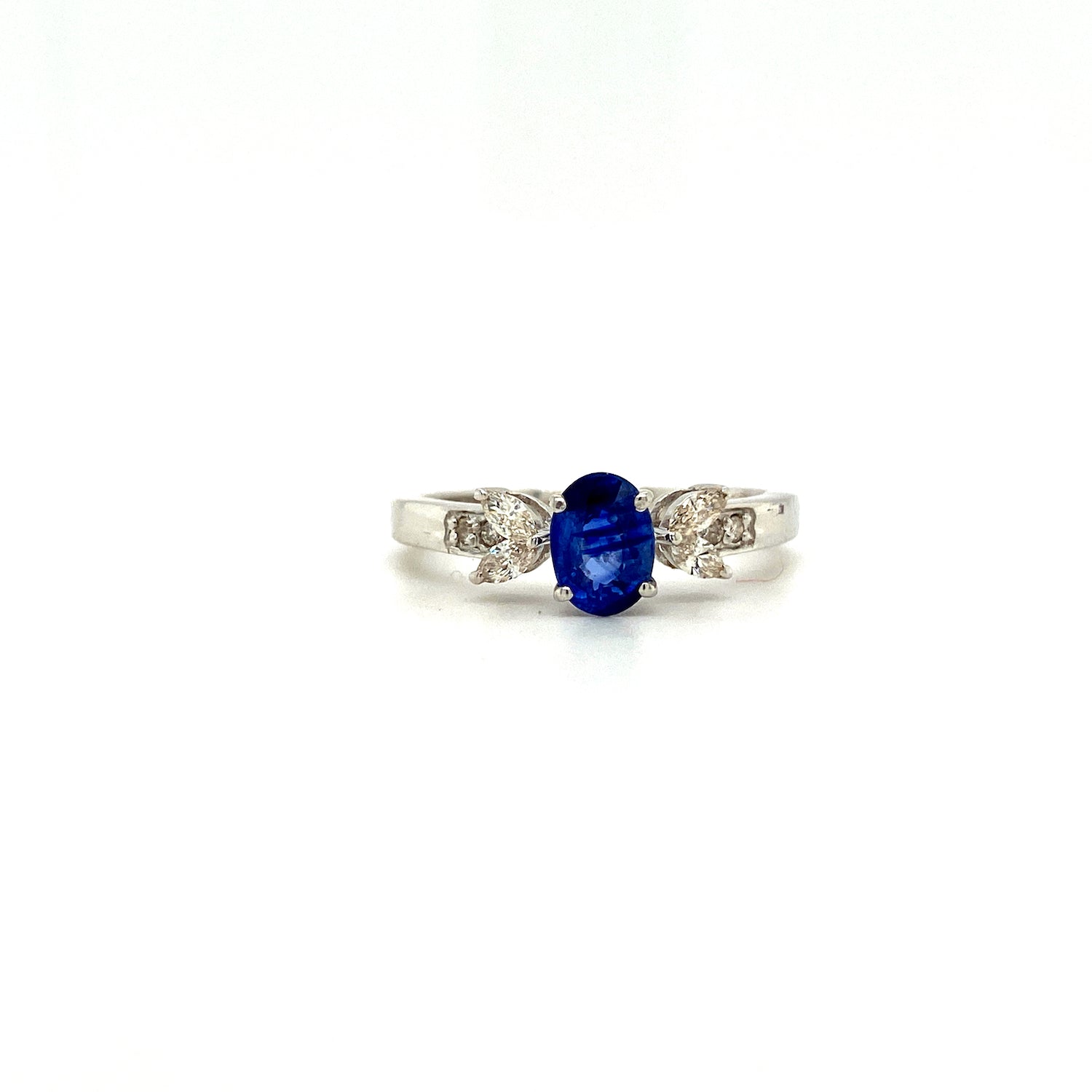 Natural Sapphire and Diamond Gemstone 925 Sterling Silver Ring | Paraiso Jewels