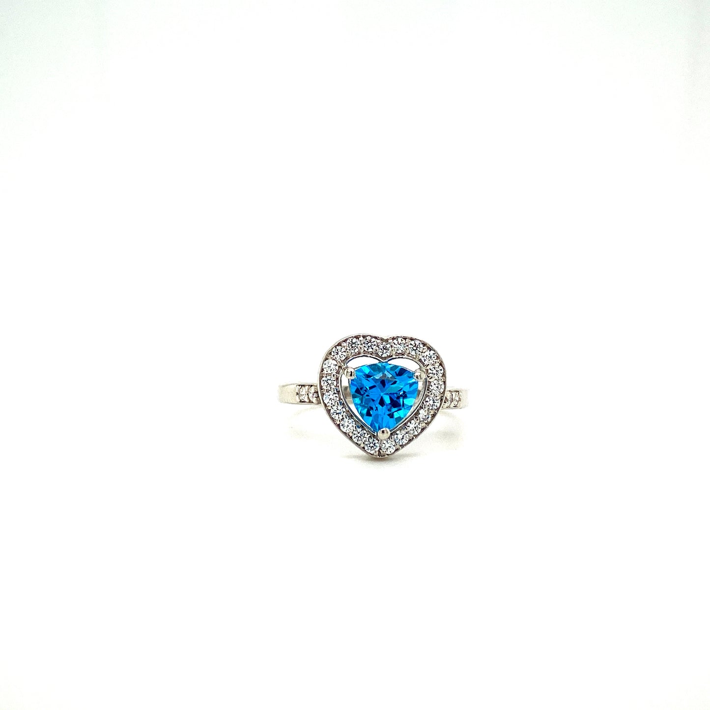 Natural Blue Topaz and Diamond Gemstone 925 Sterling Silver Ring | Paraiso Jewels