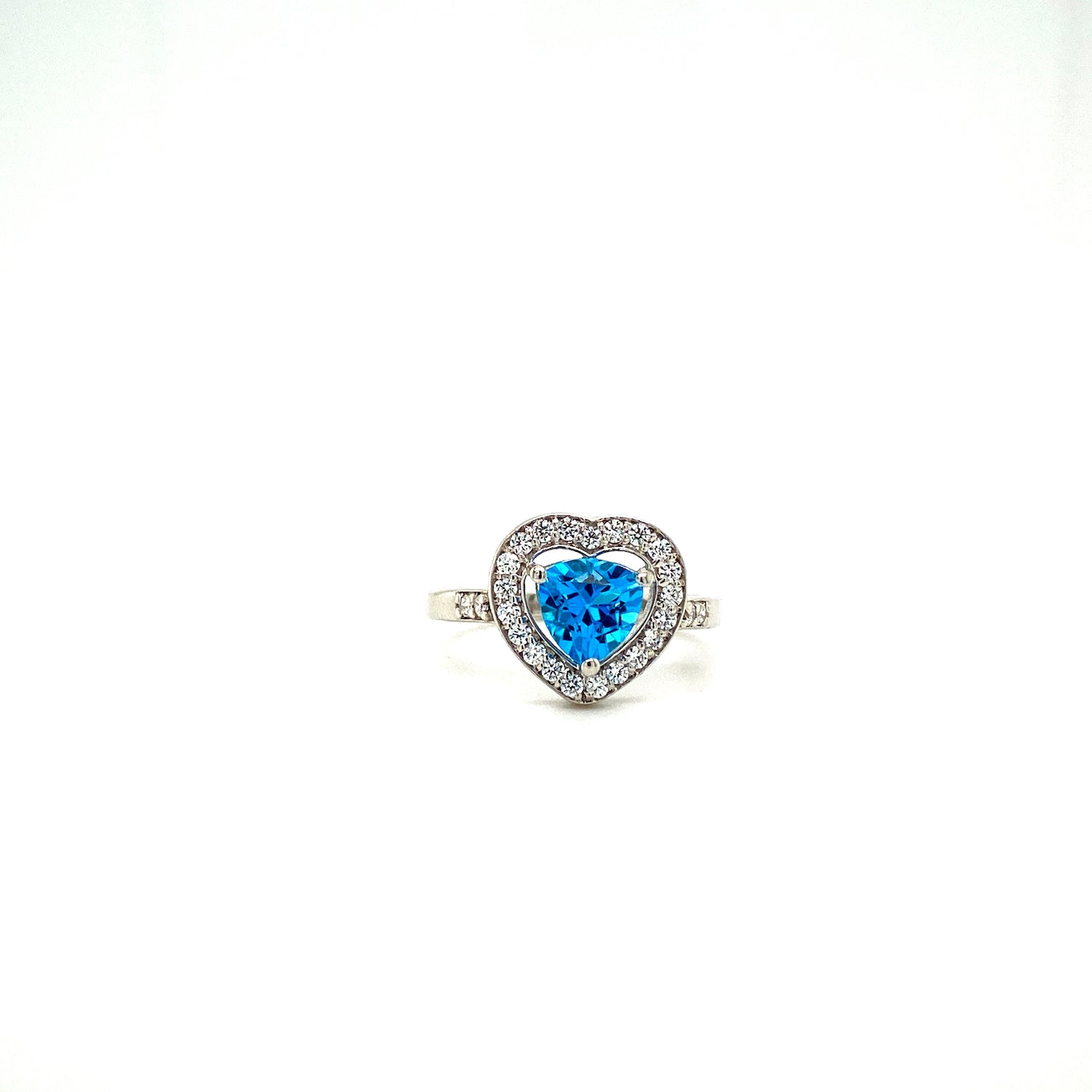 Natural Blue Topaz and Diamond Gemstone 925 Sterling Silver Ring | Paraiso Jewels