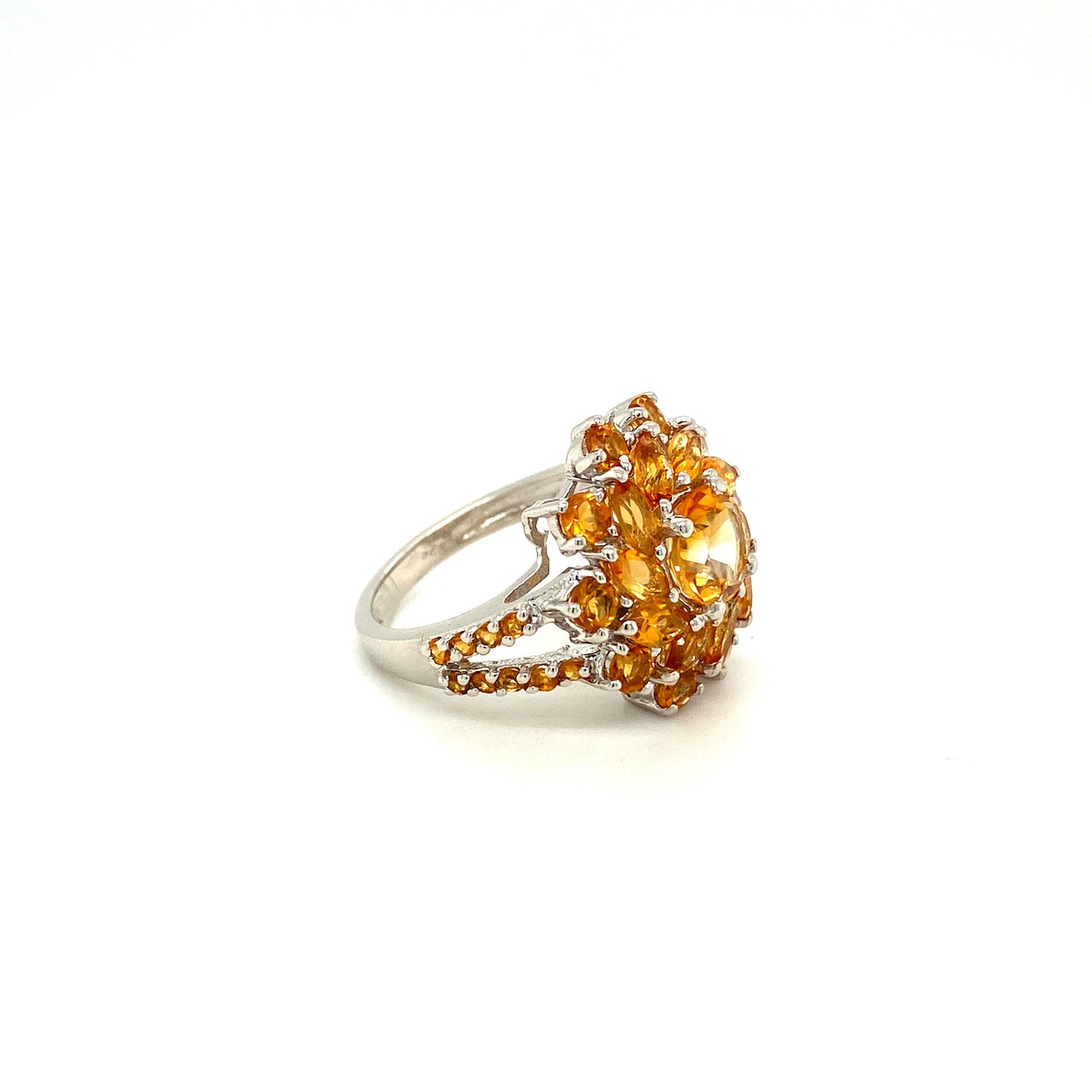 Natural Citrine Gemstone 925 Sterling Silver Ring - Side View | Paraiso Jewels