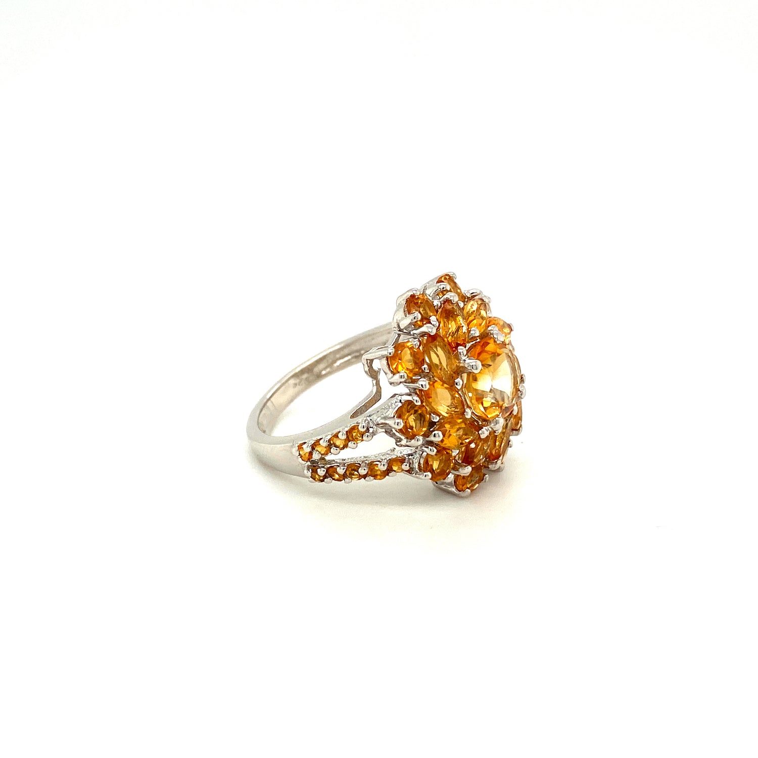 Natural Citrine Gemstone 925 Sterling Silver Ring - Side View | Paraiso Jewels