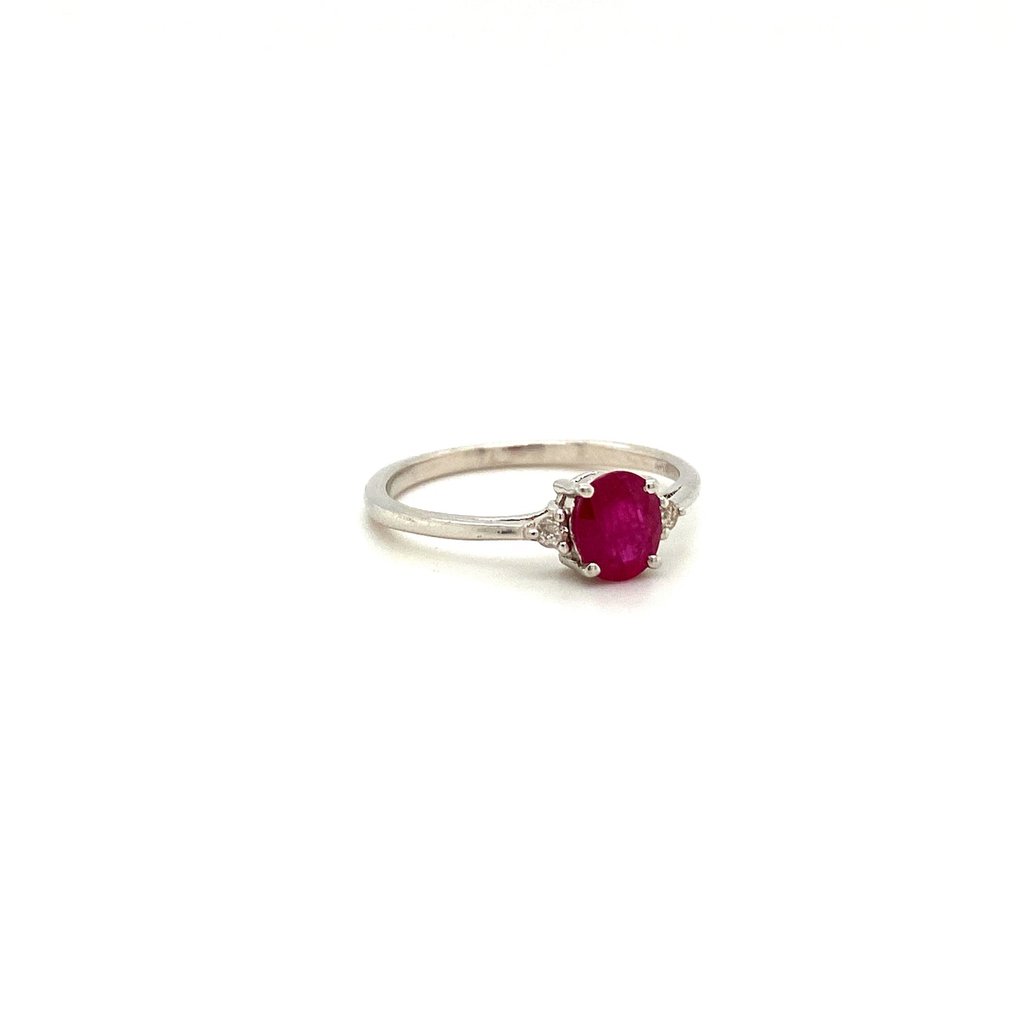 Natural Ruby and Diamond Gemstone 925 Sterling Silver Ring - Side View | Paraiso Jewels