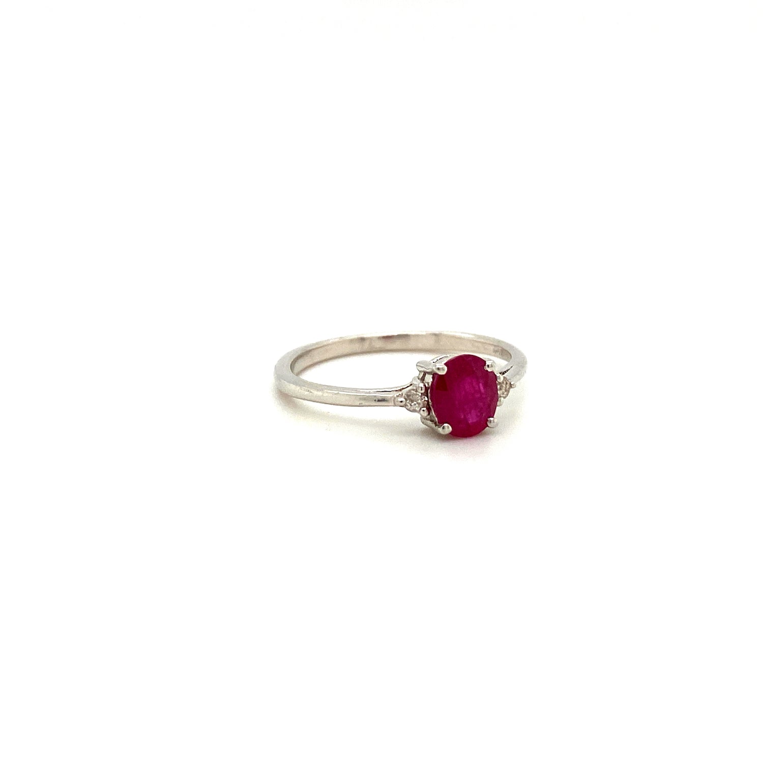 Natural Ruby and Diamond Gemstone 925 Sterling Silver Ring - Side View | Paraiso Jewels