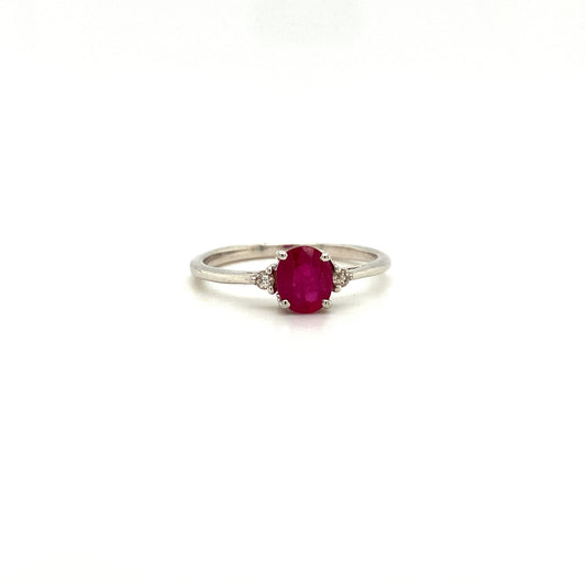 Natural Ruby and Diamond Gemstone 925 Sterling Silver Ring | Paraiso Jewels