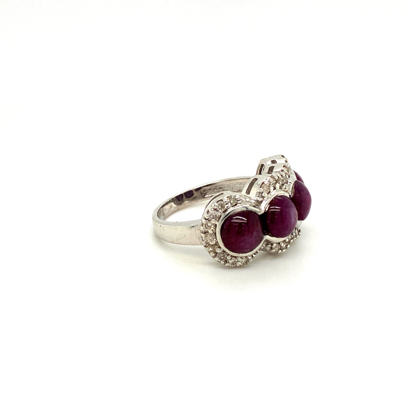 Natural Ruby and Diamond Gemstone 925 Sterling Silver Ring - Side View | Paraiso Jewels