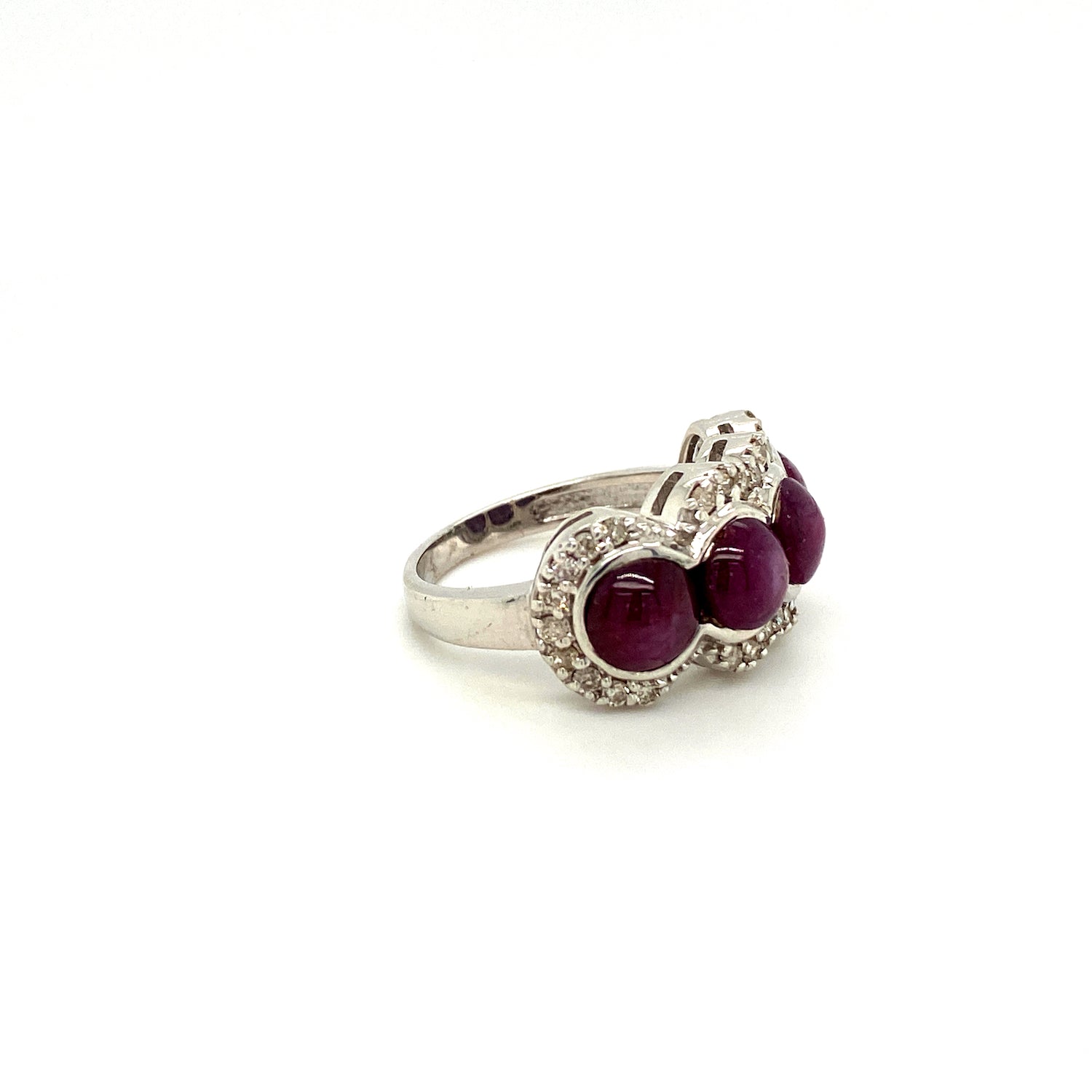 Natural Ruby and Diamond Gemstone 925 Sterling Silver Ring - Side View | Paraiso Jewels