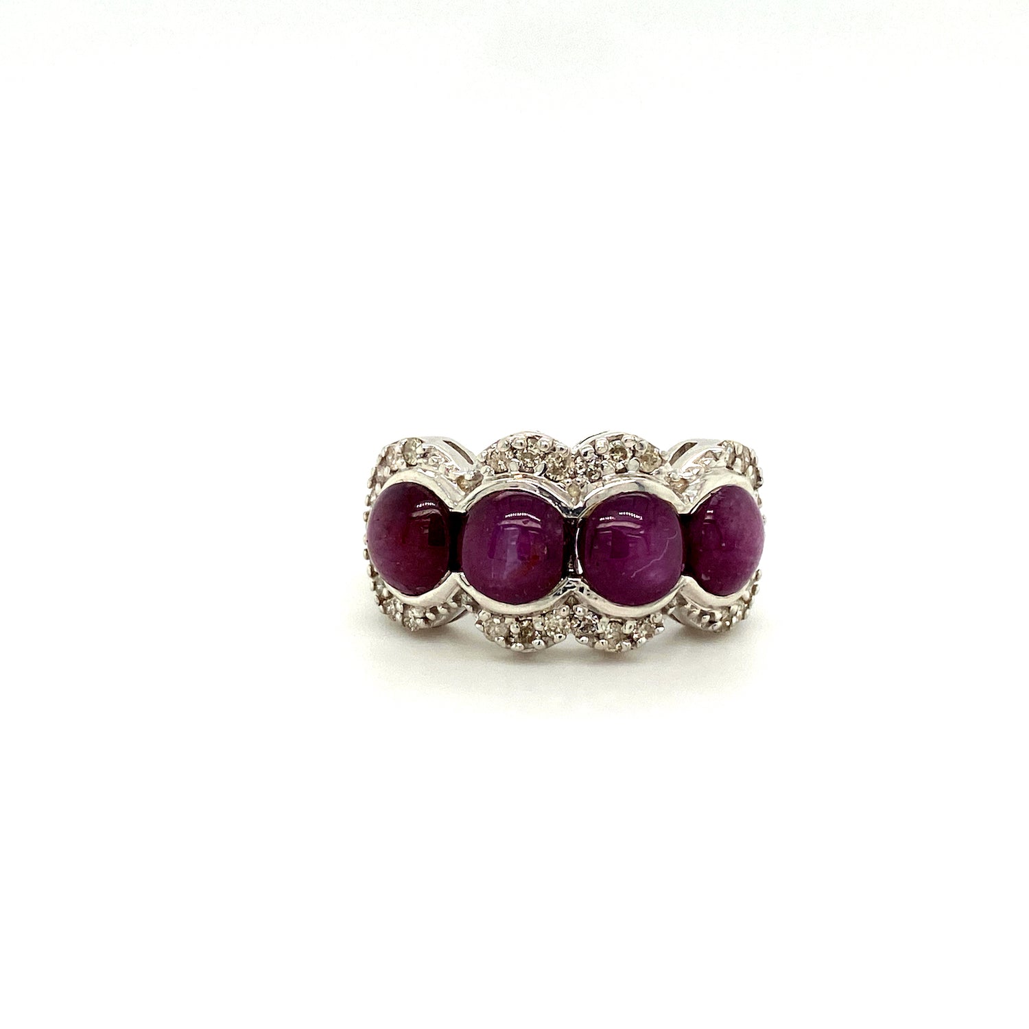 Natural Ruby and Diamond Gemstone 925 Sterling Silver Ring | Paraiso Jewels