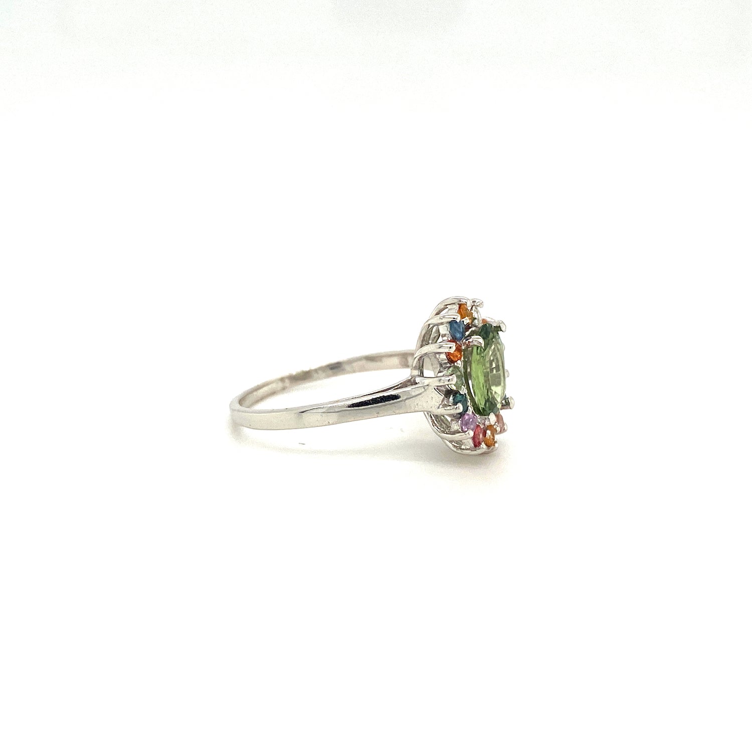 Natural Multi Sapphire Gemstone 925 Sterling Silver Ring - Side View | Paraiso Jewels