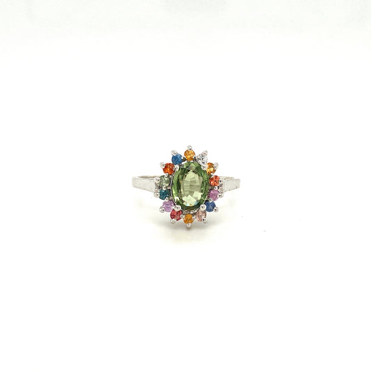 Natural Multi Sapphire Gemstone 925 Sterling Silver Ring | Paraiso Jewels
