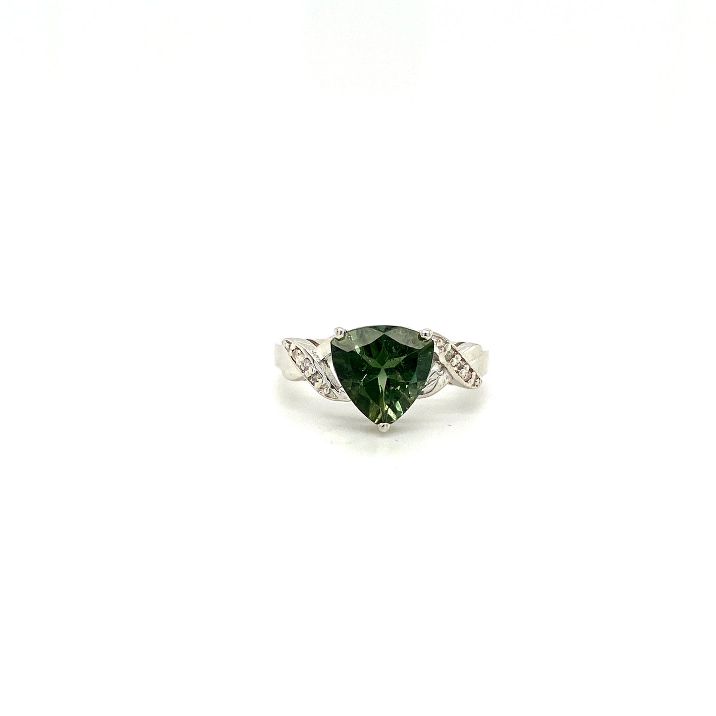 Natural Green Sapphire Gemstone 925 Sterling Silver Ring | Paraiso Jewels