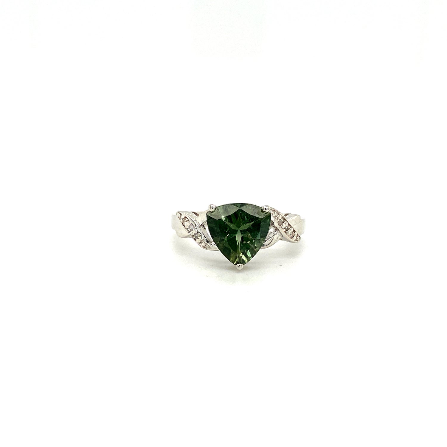 Natural Green Sapphire Gemstone 925 Sterling Silver Ring | Paraiso Jewels