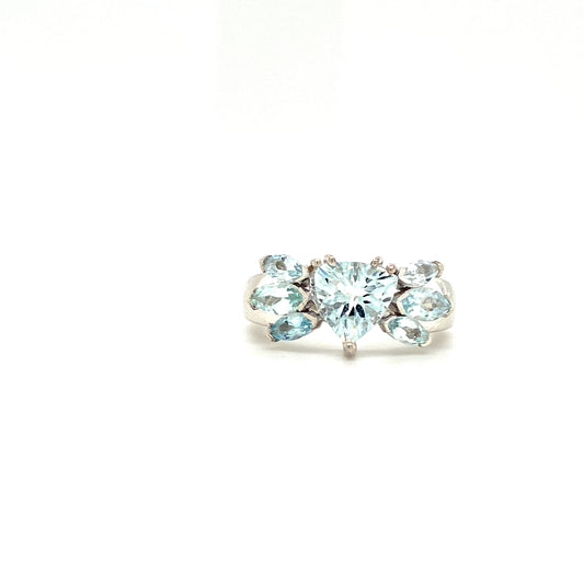 Natural Aquamarine Gemstone 925 Sterling Silver Ring | Paraiso Jewels