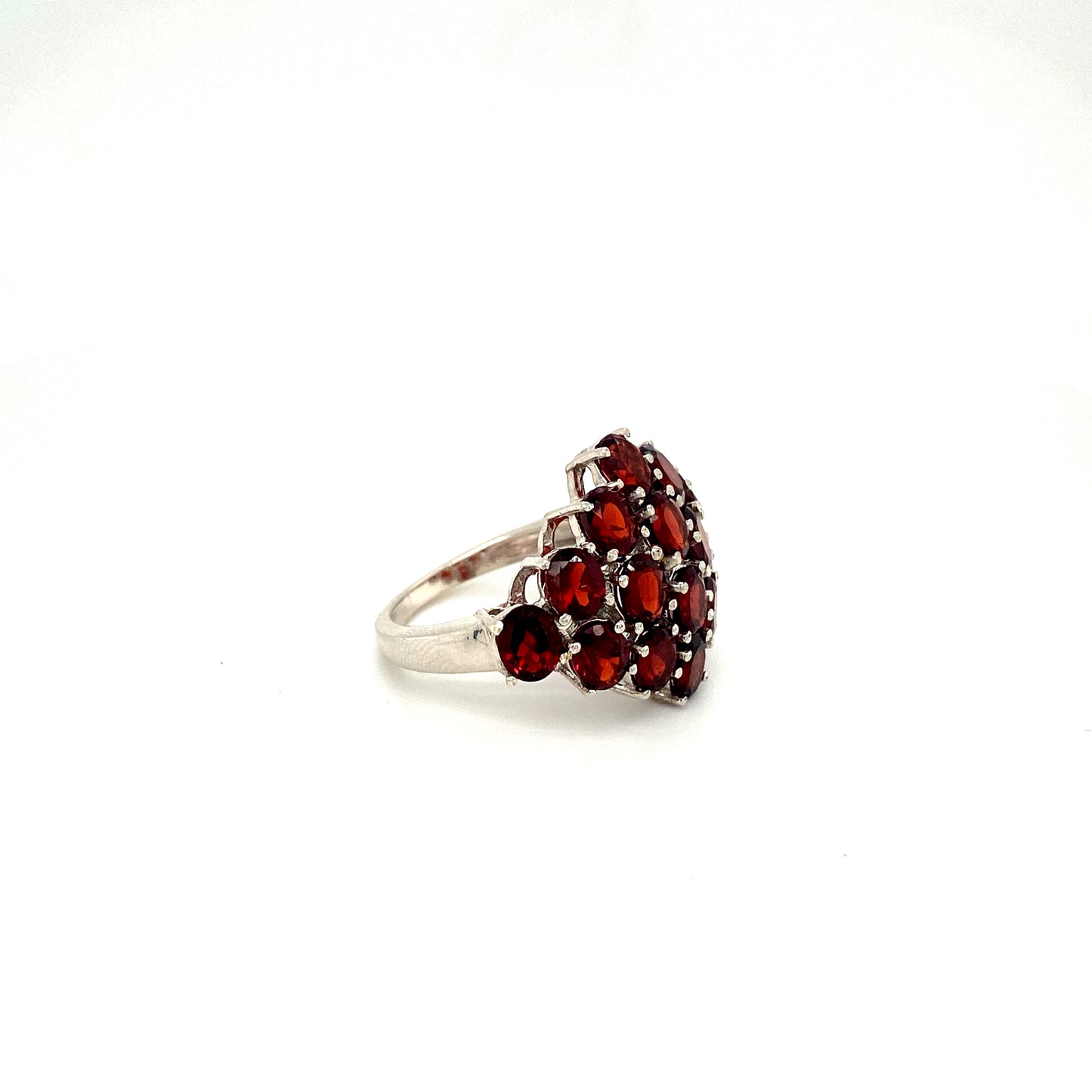 Natural Garnet Gemstone 925 Sterling Silver Ring - Side View | Paraiso Jewels
