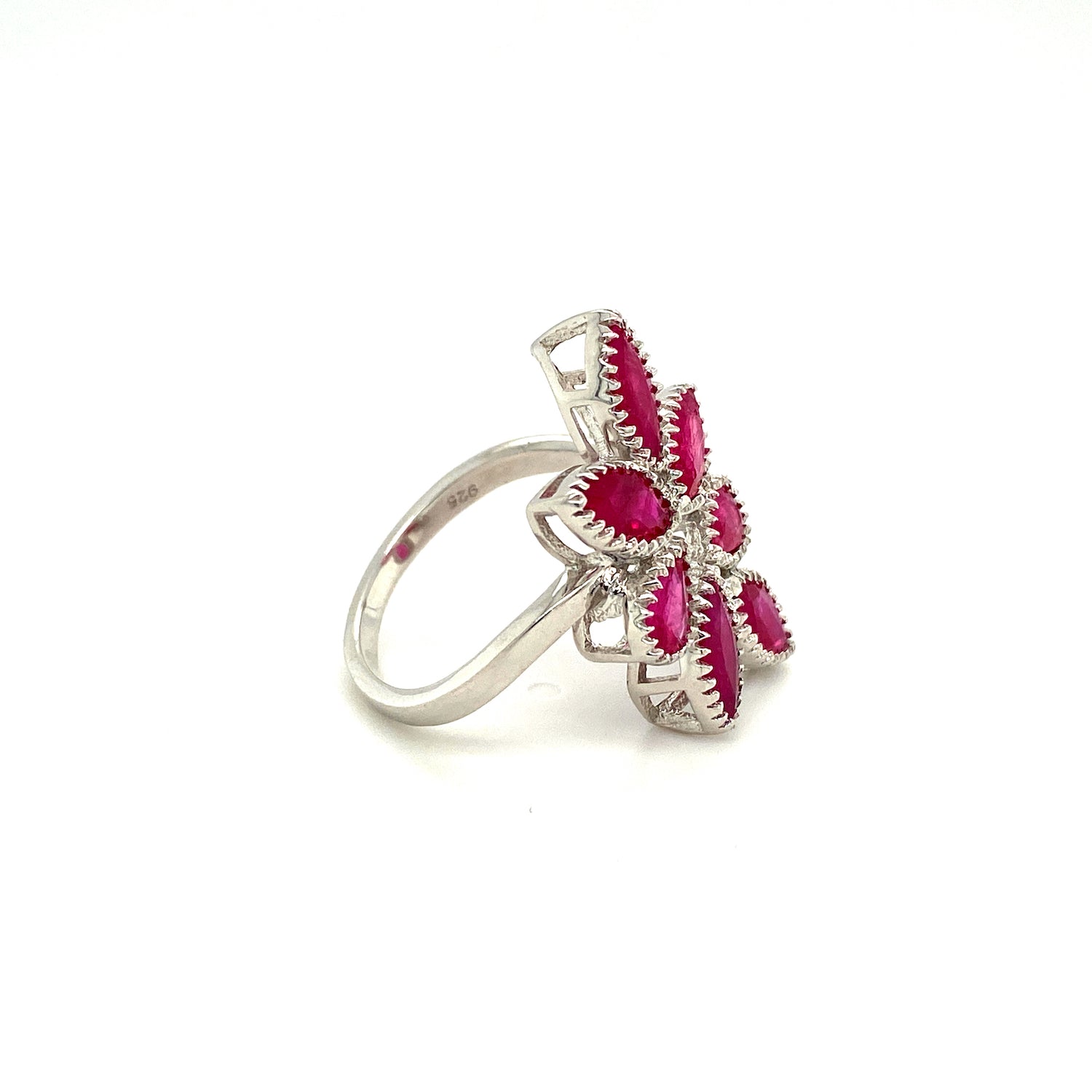 Natural Ruby Gemstone 925 Sterling Silver Ring - Side View | Paraiso Jewels