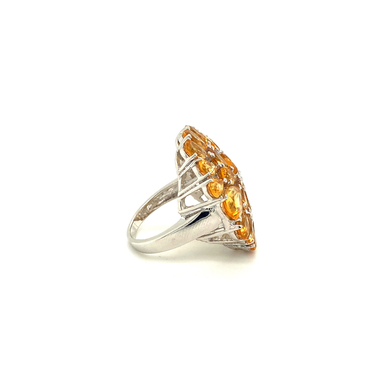 Natural Citrine Gemstone 925 Sterling Silver Ring - Side View | Paraiso Jewels