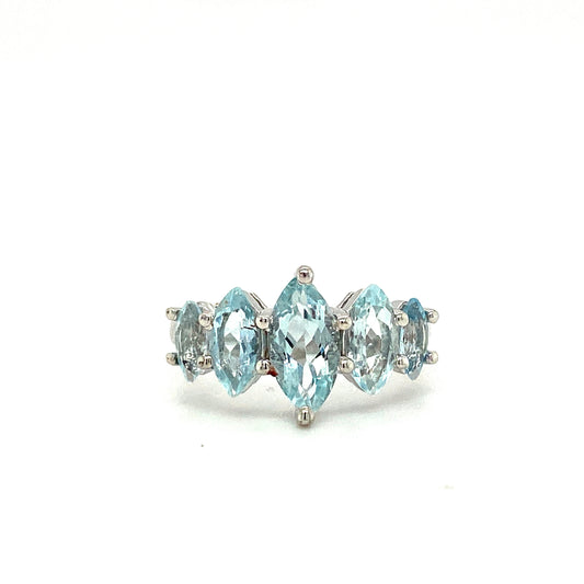 Natural Aquamarine Gemstone 925 Sterling Silver Ring | Paraiso Jewels