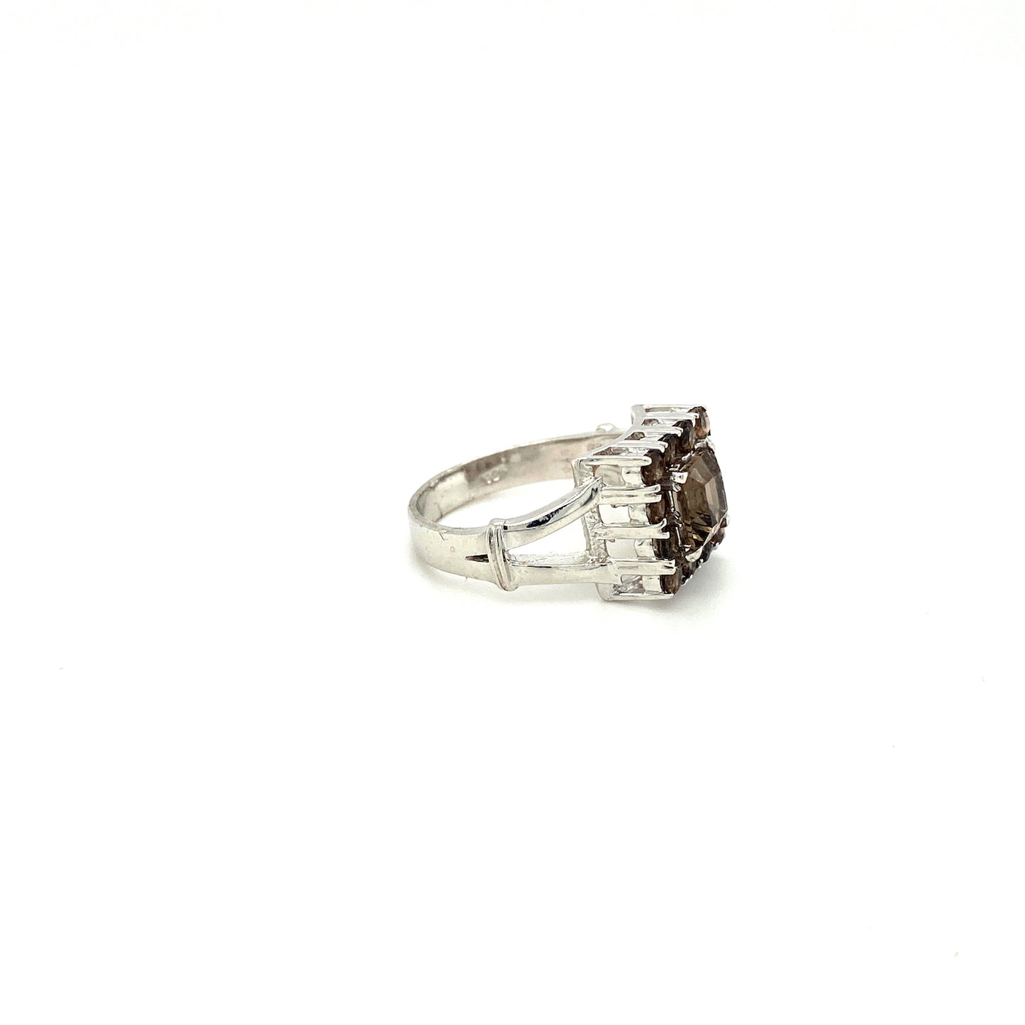 Natural Smoky Quartz Gemstone 925 Sterling Silver Ring - Side View | Paraiso Jewels