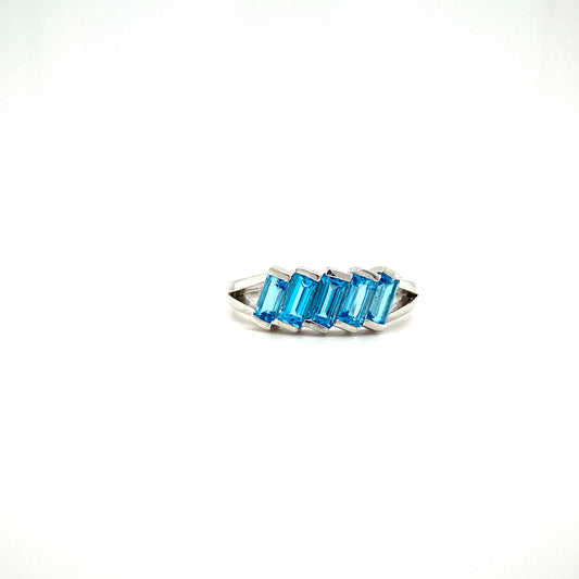Natural Blue Topaz Gemstone 925 Sterling Silver Ring | Paraiso Jewels