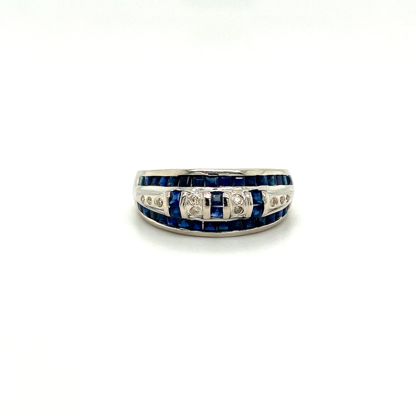 Natural Sapphire and Diamond Gemstone 925 Sterling Silver Ring | Paraiso Jewels