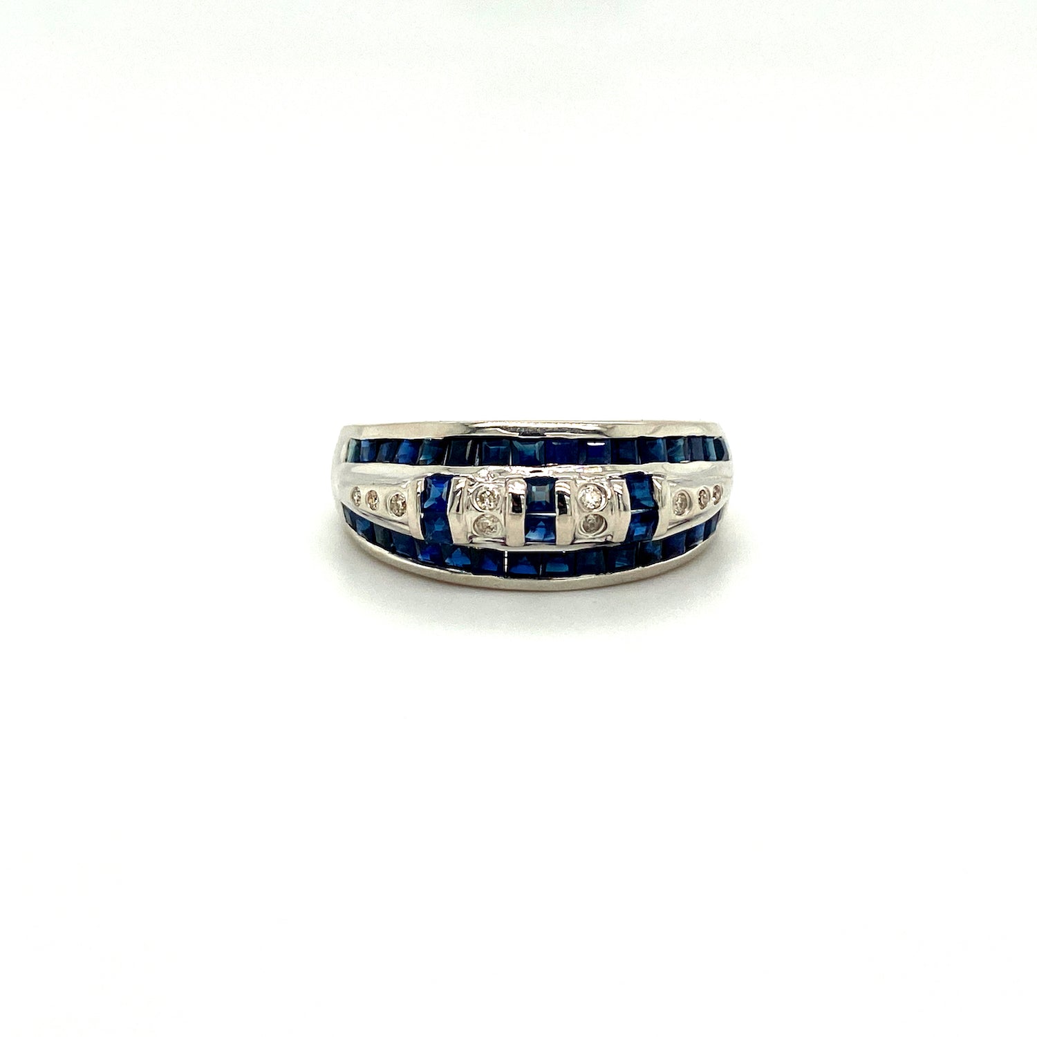 Natural Sapphire and Diamond Gemstone 925 Sterling Silver Ring | Paraiso Jewels