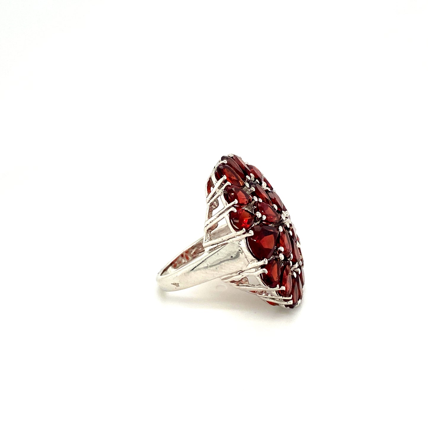 Natural Garnet Gemstone 925 Sterling Silver Ring - Side View | Paraiso Jewels