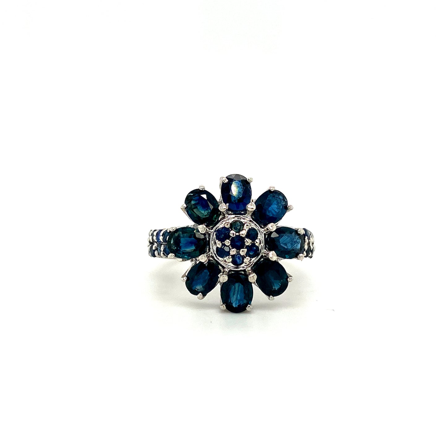 Natural Blue Sapphire Gemstone 925 Sterling Silver Cocktail Ring | Paraiso Jewels