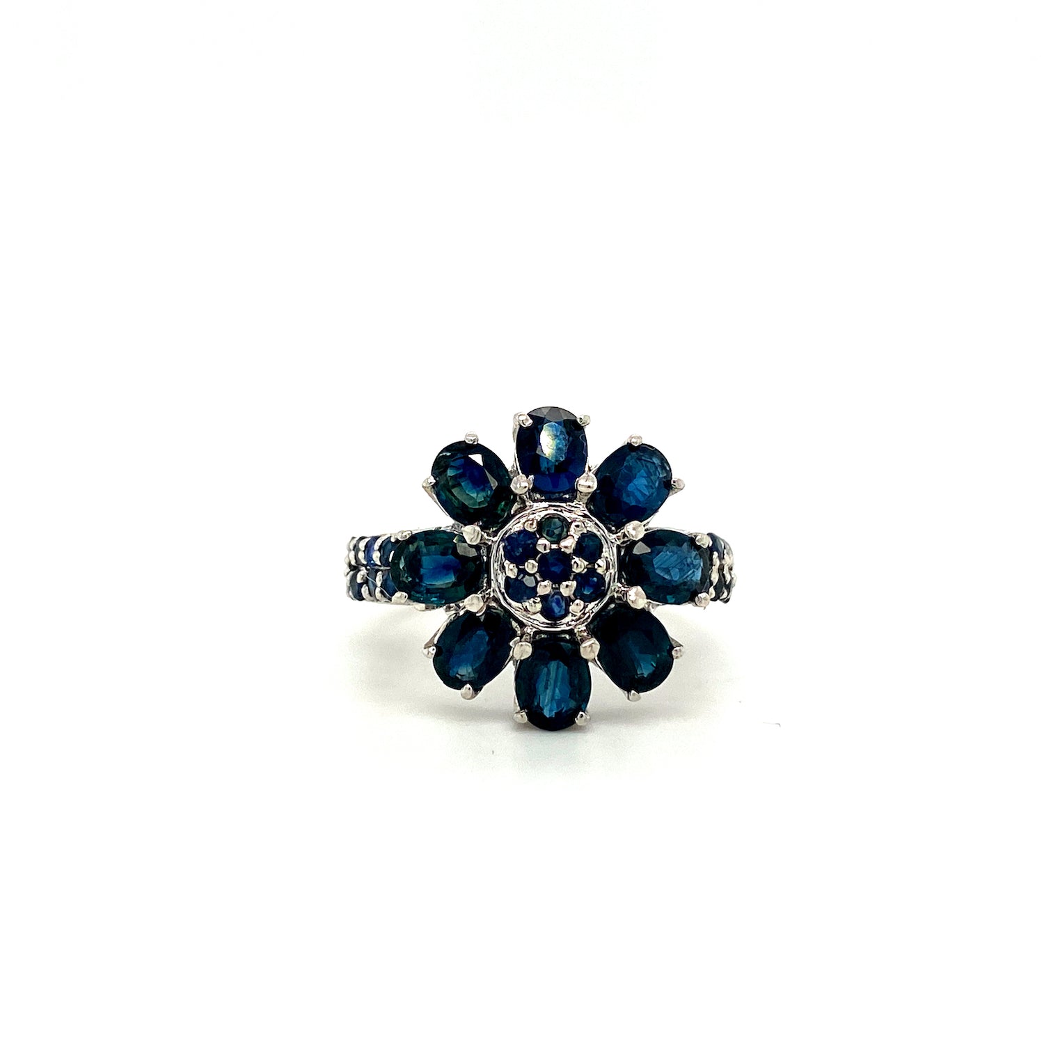 Natural Blue Sapphire Gemstone 925 Sterling Silver Cocktail Ring | Paraiso Jewels