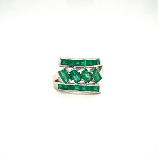 Natural Emerald Gemstone 925 Sterling Silver Cocktail Ring | Paraiso Jewels