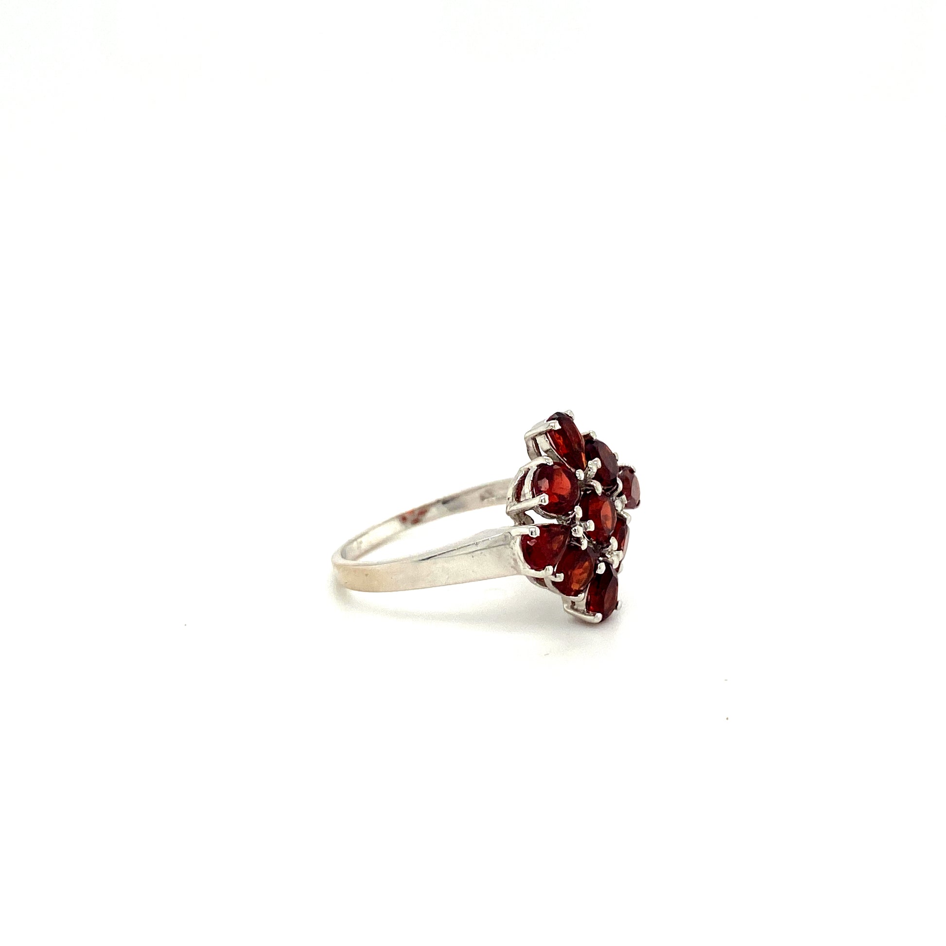 Natural Garnet Gemstone 925 Sterling Silver Ring - Side View | Paraiso Jewels