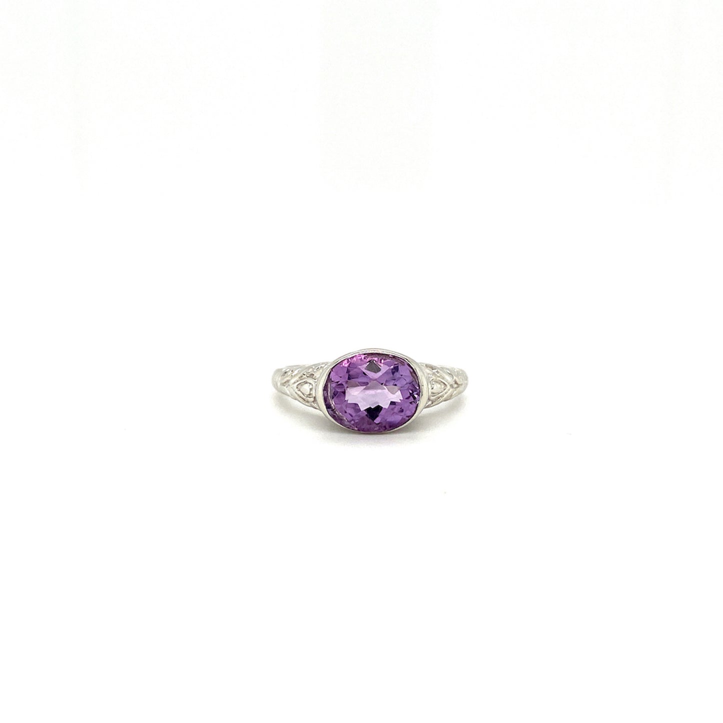 Natural Amethyst Diamond Gemstone 925 Sterling Silver Ring | Paraiso Jewels