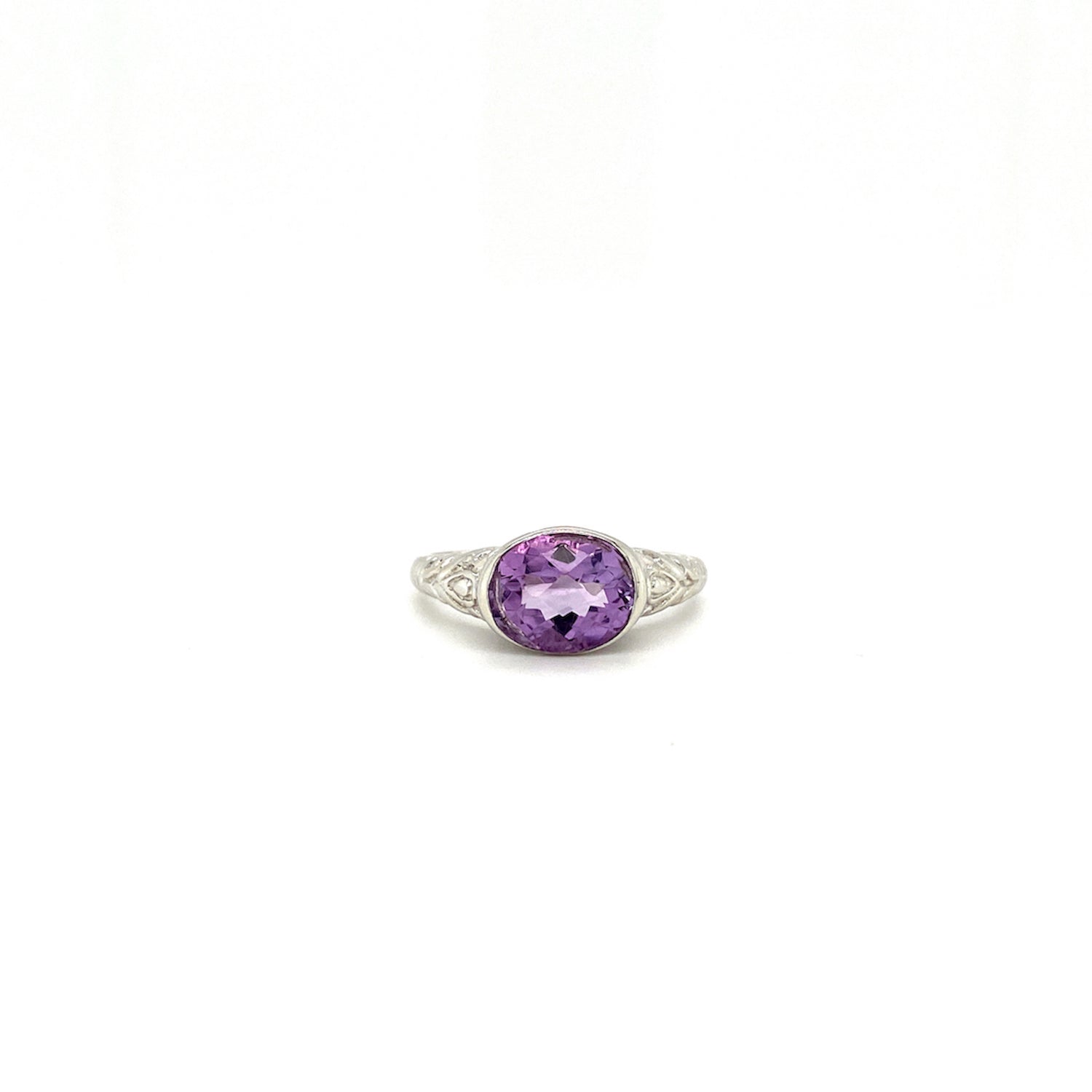 Natural Amethyst Diamond Gemstone 925 Sterling Silver Ring | Paraiso Jewels