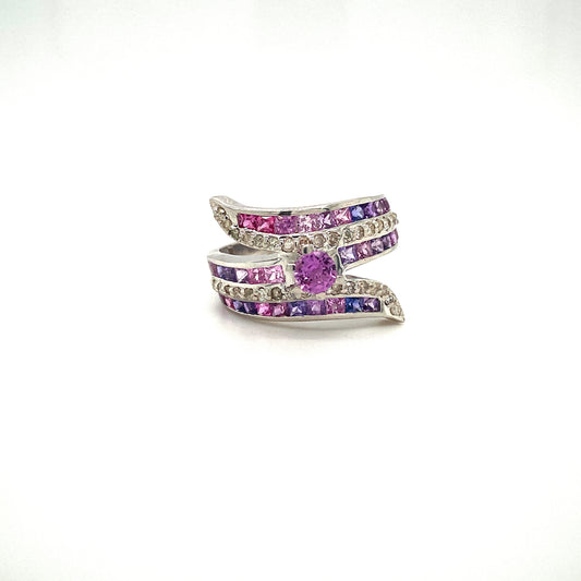 Natural Multi Sapphire Gemstone 925 Sterling Silver Ring | Paraiso Jewels