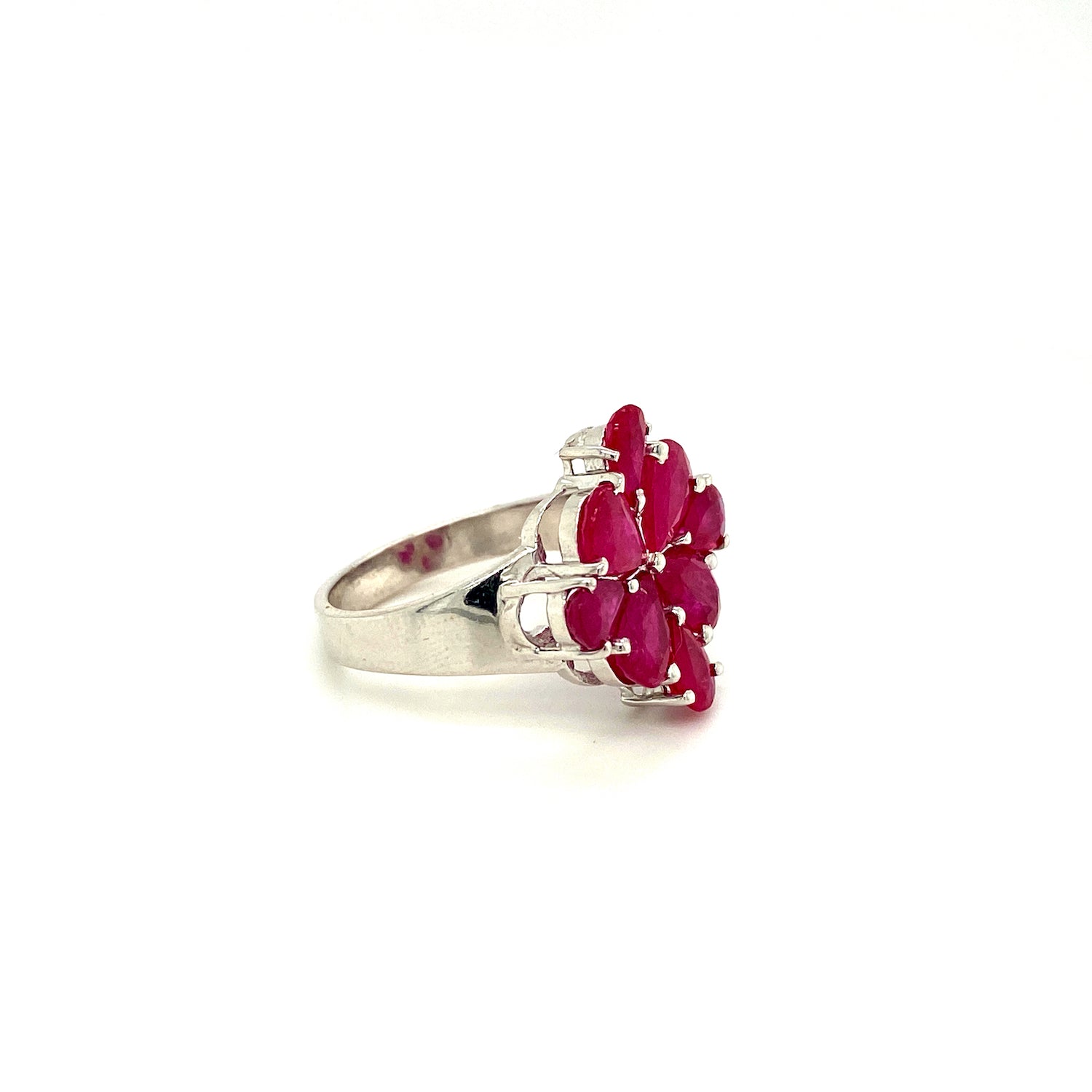 Natural Ruby Gemstone 925 Sterling Silver Ring - Side View | Paraiso Jewels