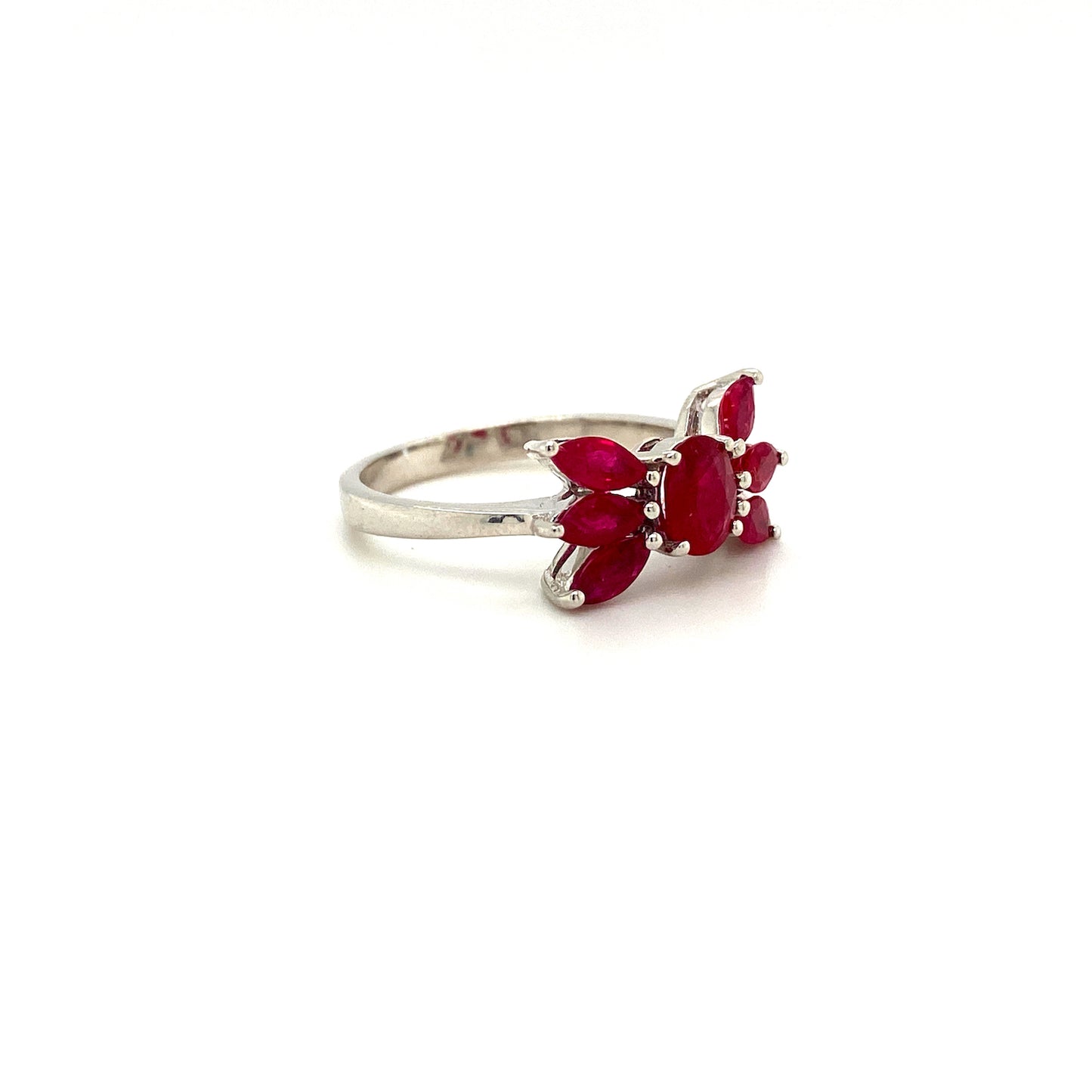 Natural Ruby Gemstone 925 Sterling Silver Ring - Side View | Paraiso Jewels