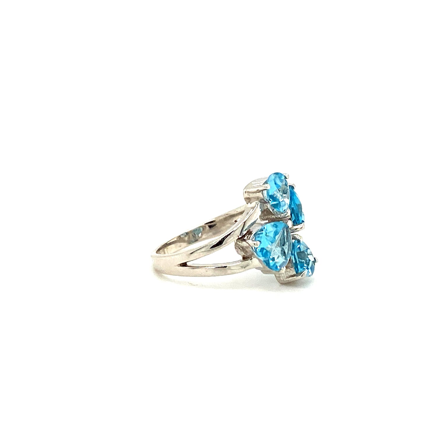 Natural Blue Topaz Gemstone 925 Sterling Silver Ring - Side View | Paraiso Jewels