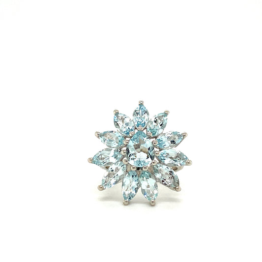 Natural Aquamarine Gemstone 925 Sterling Silver Ring | Paraiso Jewels