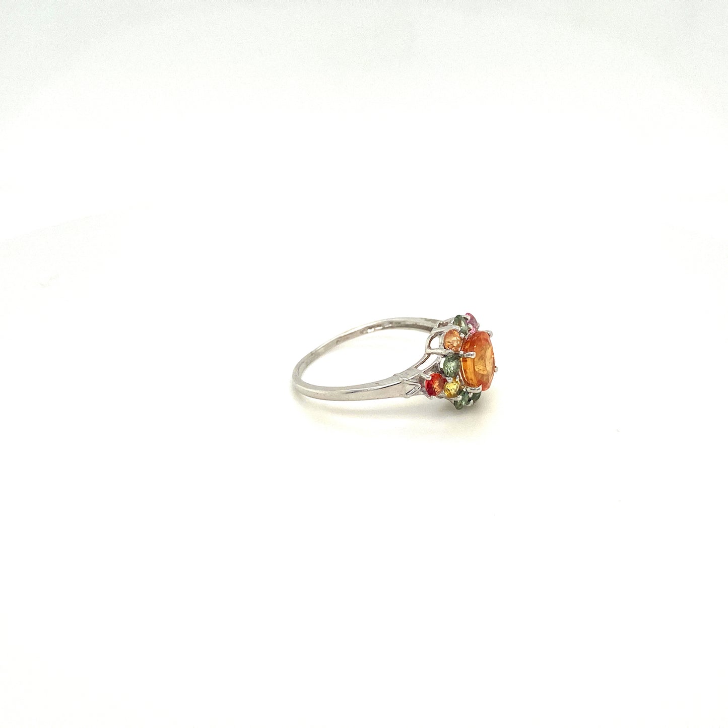 Natural Multi Sapphire Gemstone 925 Sterling Silver Ring - Side View | Paraiso Jewels