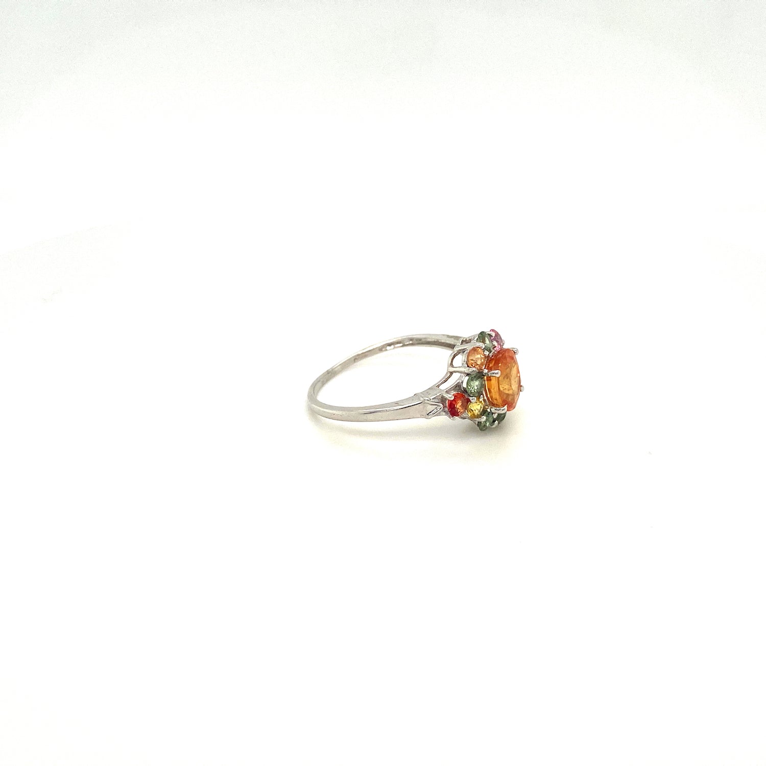 Natural Multi Sapphire Gemstone 925 Sterling Silver Ring - Side View | Paraiso Jewels