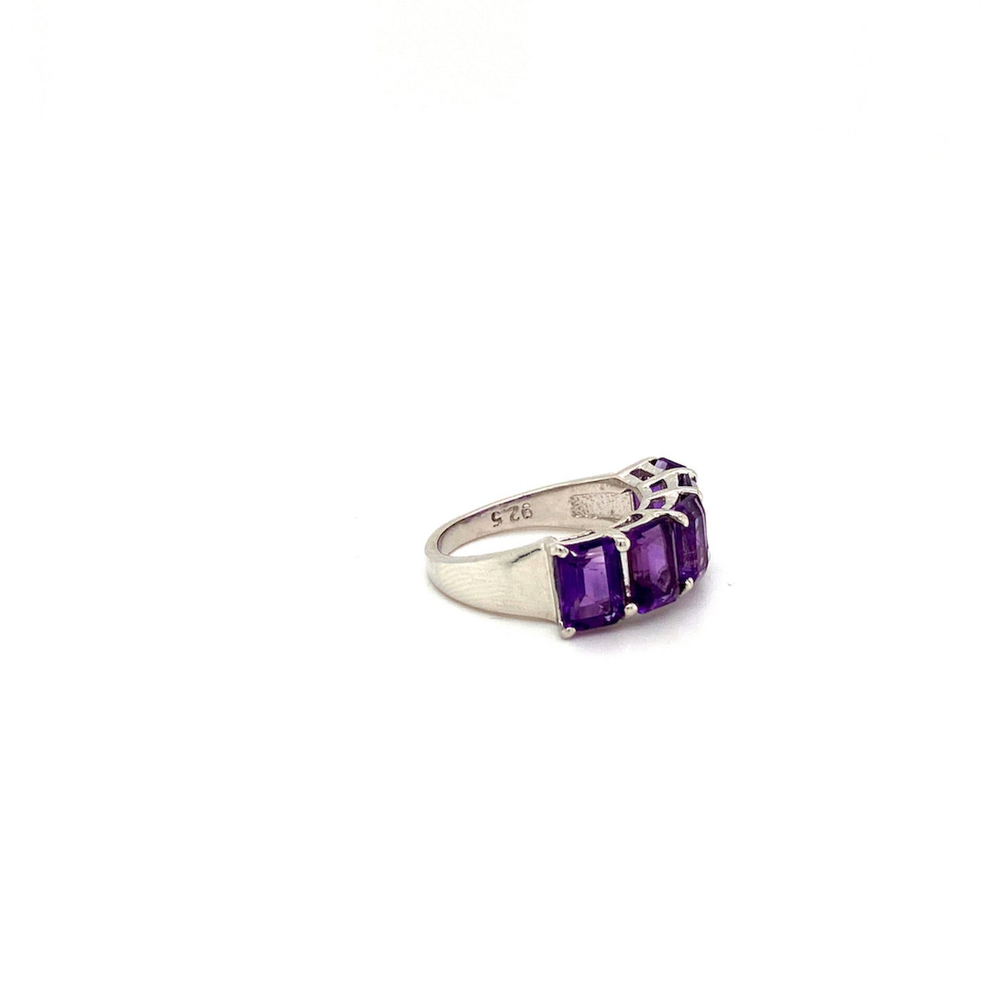 Natural Amethyst Gemstone 925 Sterling Silver Ring - Side View | Paraiso Jewels